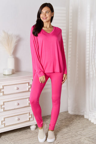 Basic Bae Full Size V-Neck Soft Rayon Long Sleeve Top and Pants Lounge Set Basic Bae Full Size V-Neck Soft Rayon Long Sleeve Top and Pants Lounge Set