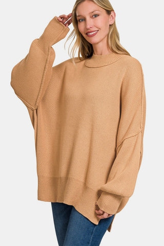 Zenana Side Sit Oversize Sweater Zenana Side Sit Oversize Sweater