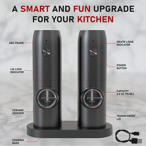 Electric Set of 2 Salt and Pepper Grinder Electric Set of 2 Salt and Pepper Grinder