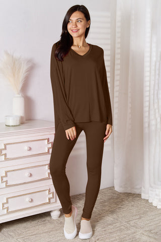 Basic Bae Full Size V-Neck Soft Rayon Long Sleeve Top and Pants Lounge Set Basic Bae Full Size V-Neck Soft Rayon Long Sleeve Top and Pants Lounge Set