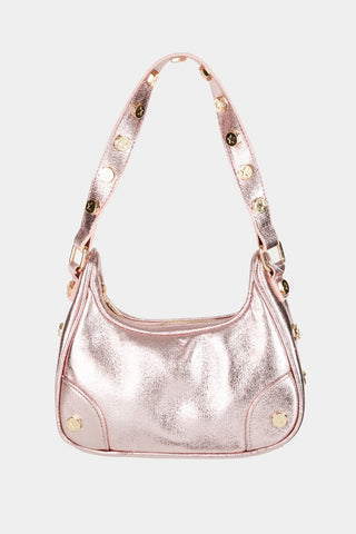 Fame Star Button Trim Hobo Handbag Fame Star Button Trim Hobo Handbag