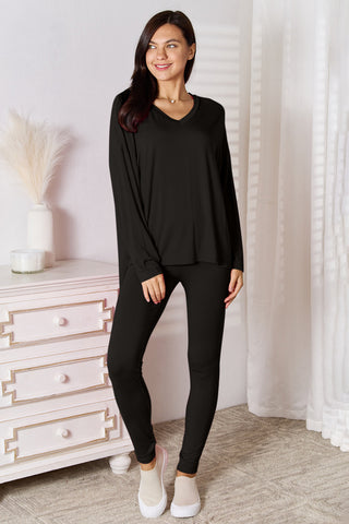 Basic Bae Full Size V-Neck Soft Rayon Long Sleeve Top and Pants Lounge Set Basic Bae Full Size V-Neck Soft Rayon Long Sleeve Top and Pants Lounge Set