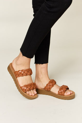 WILD DIVA Woven Dual Band Platform Sandals WILD DIVA Woven Dual Band Platform Sandals