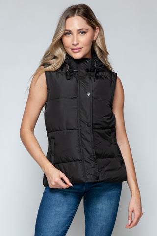 Snobbish Snap and Zip Closure Hooded Vest Snobbish Snap and Zip Closure Hooded Vest