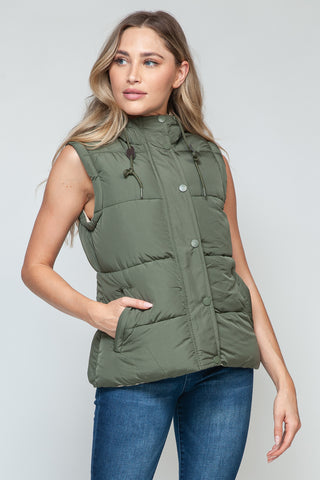 Snobbish Snap and Zip Closure Hooded Vest Snobbish Snap and Zip Closure Hooded Vest