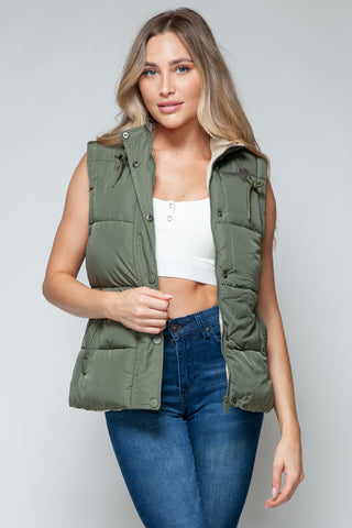 Snobbish Snap and Zip Closure Hooded Vest Snobbish Snap and Zip Closure Hooded Vest