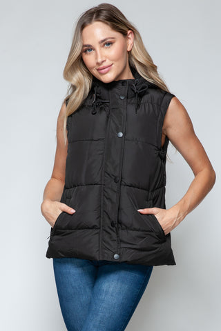 Snobbish Snap and Zip Closure Hooded Vest Snobbish Snap and Zip Closure Hooded Vest