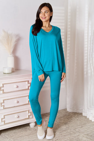 Basic Bae Full Size V-Neck Soft Rayon Long Sleeve Top and Pants Lounge Set Basic Bae Full Size V-Neck Soft Rayon Long Sleeve Top and Pants Lounge Set