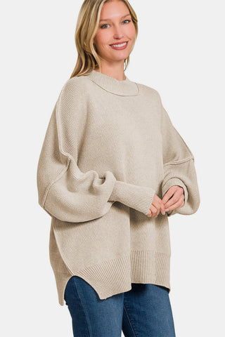 Zenana Side Sit Oversize Sweater Zenana Side Sit Oversize Sweater