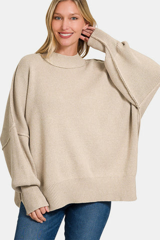 Zenana Side Sit Oversize Sweater Zenana Side Sit Oversize Sweater