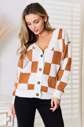 Angel Wings Double Take Button-Up V-Neck Dropped Shoulder Cardigan Angel Wings Double Take Button-Up V-Neck Dropped Shoulder Cardigan