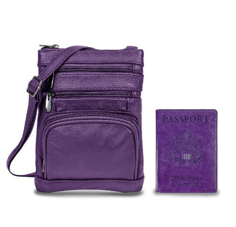 Leather Crossbody Bag with CDC Passport Holder- 5 Colors Leather Crossbody Bag with CDC Passport Holder- 5 Colors