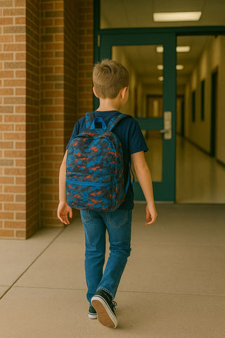 Stealth Strike 16” Blue Red Camo Backpack – Bold Rugged School Gear for Boys