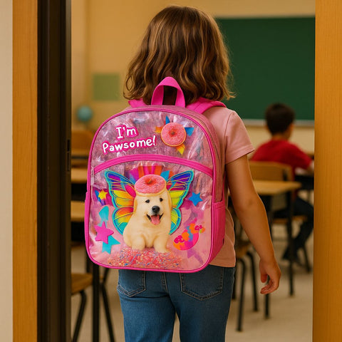 Rainbow Puppy Backpack- 16" Fun & Sparkly Girls School Backpack