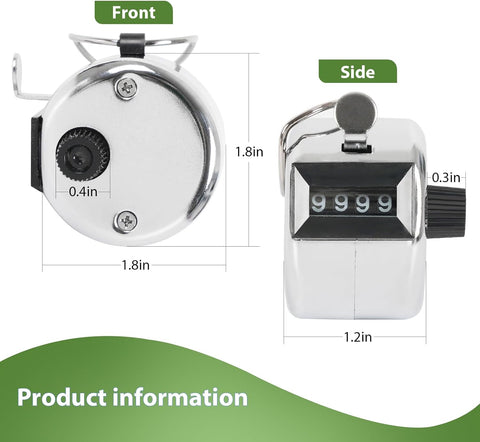 Metal 4-Digit Hand Tally Counter Clicker for Sports, Events, Training