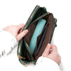 Crossbody Leather Shoulder Bag and Clutch with Stainless Steel Card Wallet