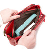 Crossbody Leather Shoulder Bag and Clutch with Stainless Steel Card Wallet