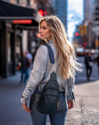 Real Leather Solid Strap Shoulder Sling Bag