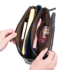 Crossbody Leather Shoulder Bag and Clutch with Stainless Steel Card Wallet