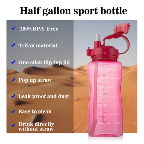 Motivational 64OZ Motivational Water Bottle- Random Color