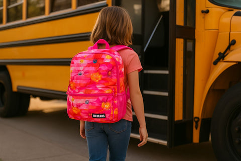 Pink Floral 18” Backpack with Built-In Bluetooth Speaker – Stylish & Tech-Savvy School Bag for Girls