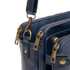 Crossbody Leather Shoulder Bag and Clutch with Stainless Steel Card Wallet