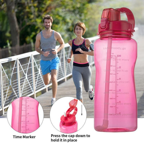 Motivational 64OZ Motivational Water Bottle- Random Color