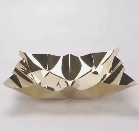 Elegant Geometric Gold Serving Bowl Tray
