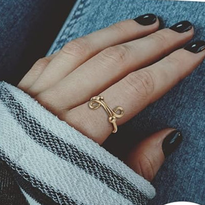 Adjustable Anxiety Ring with Rotatable Beads – Elegant Anti-Stress Fidget Ring for Women Gold