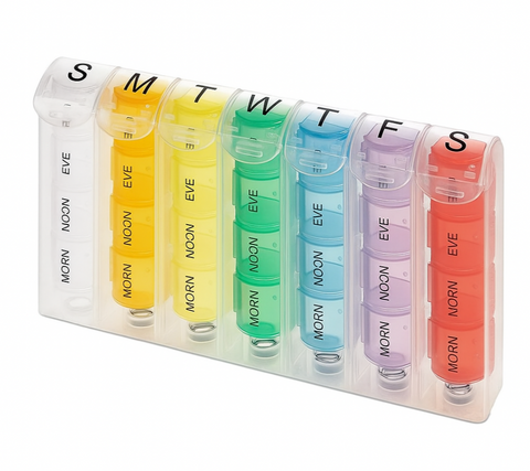 Weekly Pill Organizer Daily Medication Reminder Compartments Organizer
