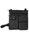 Genuine Leather Multi-Pocket Black Crossbody Purse Bag