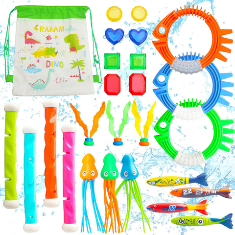 26-Piece Underwater Diving Toy Set for Kids – Pool Dive Sticks & Sinking Toys for Swim Training & Water Games