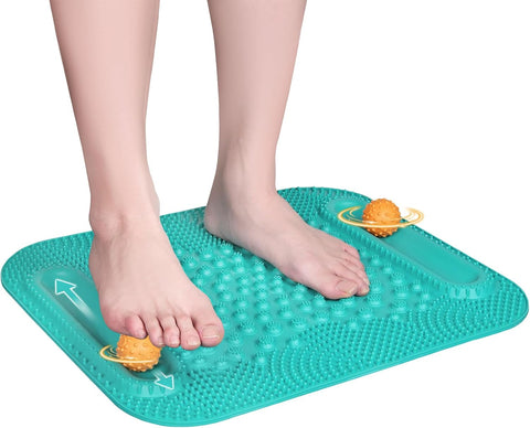 Acupressure Foot Massage Mat, 5-Zone Reflexology Mat with Dual Massage Ball Tracks, Portable Foot Pressure Point Pad for Stress Relief, Arch & Heel Pain, Home & Gym Use, 20.1'' x 17 ''