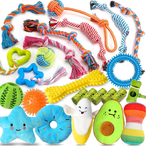 25 Pack Luxury Dog Chew Toys for Puppy Treat Ball and Squeaky Puppy Toys for Teething Small Dogs