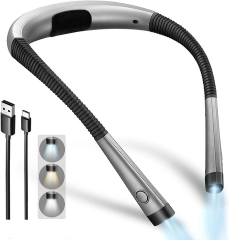 Bookl LIght 3-Color & 6-Brightness Reading Light Bendable Neck Light 80 Hour Lamp