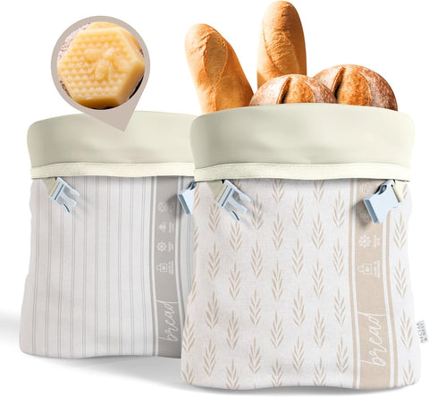 Reusable Beeswax Bread Bags – XL Eco-Friendly Food Storage for Homemade Bread & Sourdough | Natural, Sustainable, Zero-Waste Alternative to Plastic