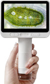 Digital Travel Exploration Microscope with 4 Inch Screen, 1080P HD 1600X Kids Portable STEM Handheld Microscope with 8G Card for Scientific Experiment