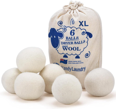 Natural Fabric Softener Wool Dryer Balls – Pack of 6