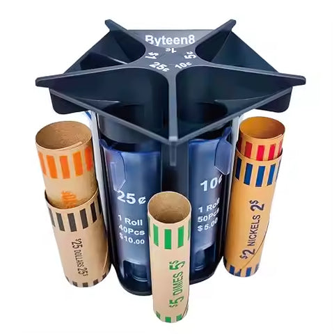 Coin Counter Sorter Tube 5-1 Change Organizer