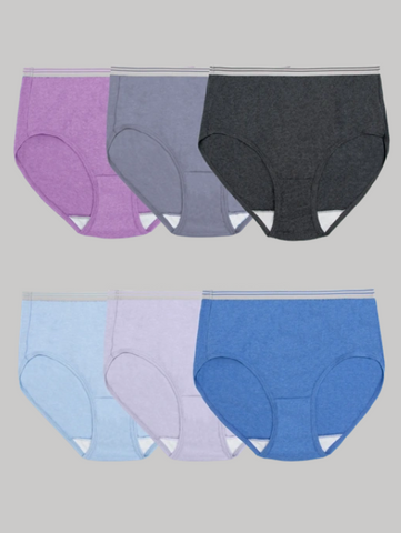 Women's Heather Brief Panty, Assorted 6 Pack