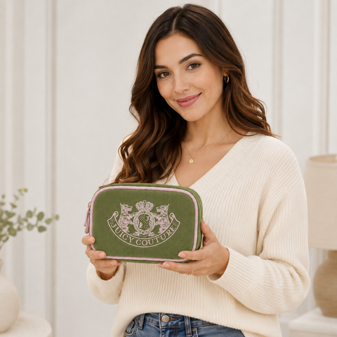 Juicy Couture Travel Jewelry Organizer Pouch Purse - Green & Pink