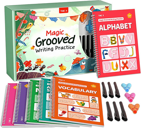 Magic Reusable Handwriting Practice Books for Kids (Set of 6) – Grooved Workbooks for Tracing Letters, Numbers & Drawing, Ages 3+