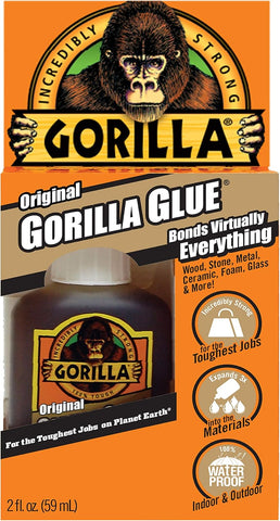 Gorilla Original Gorilla Glue, Waterproof Polyurethane Glue, 2 Ounce Bottle, Brown