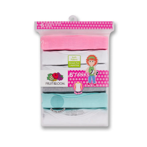 Fruit of the Loom Toddler Girl Layering Tank Top Undershirts, 6 Pack, Sizes 2T-3T