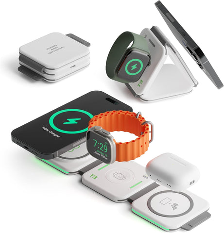 InfinaCore 3-in-1 Foldable MagSafe Wireless Charger for iPhone, Apple Watch & AirPods