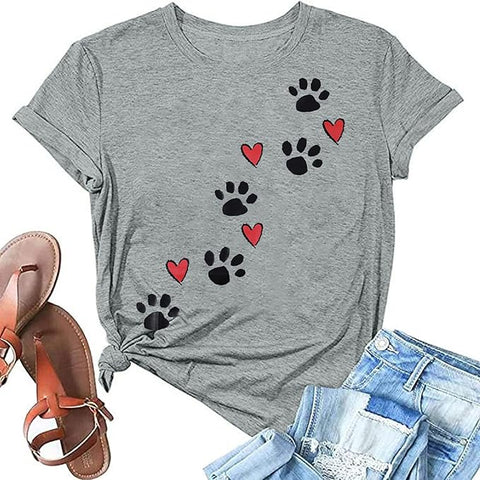 Dog Mom Paw Print Tee Cute Women's Graphic Shirt