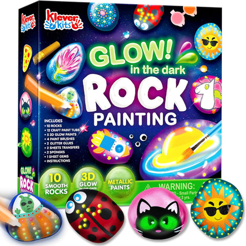 DIY Glow-in-the-Dark Rock Painting Kit – Fun Arts & Crafts Set for Kids with Paints & Accessories