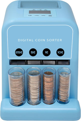 Automatic Coin Counter and Sorter Machine, Blue