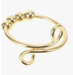 Adjustable Anxiety Ring with Rotatable Beads – Elegant Anti-Stress Fidget Ring for Women Gold
