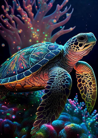 5D Diamond DIY Art Kits for Adult Turtle DIY Paint with Round Full Drill Diamonds Painting Mosaic Gems Art 12" x 16"
